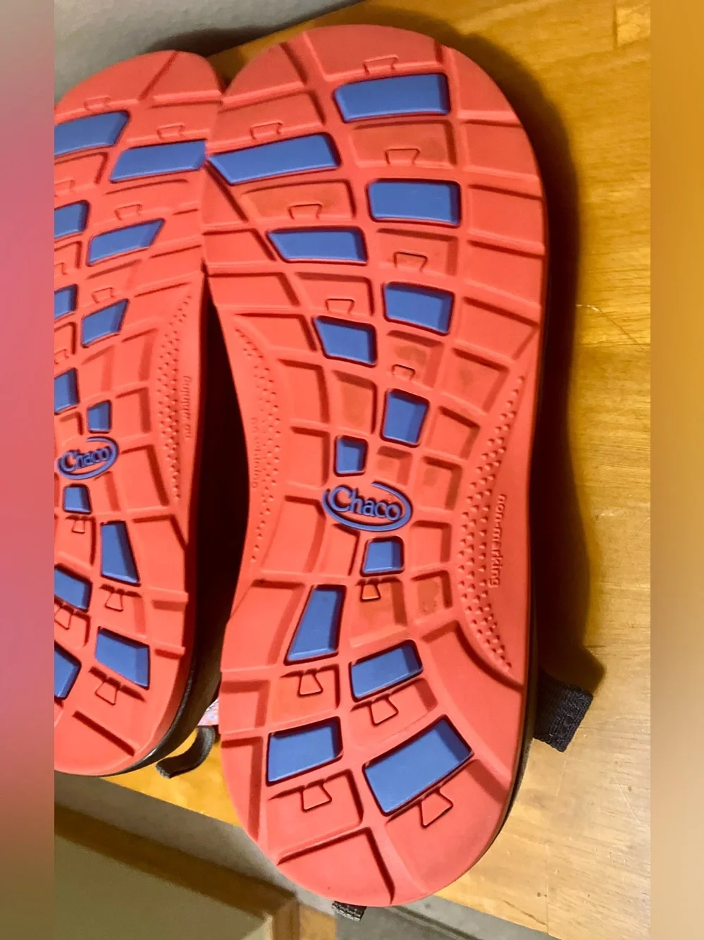 Chaco Z1 Ecotread Sandals, Salmon Pink/Blue/Black - Size 6 Women’s/Girls (VGUC)
